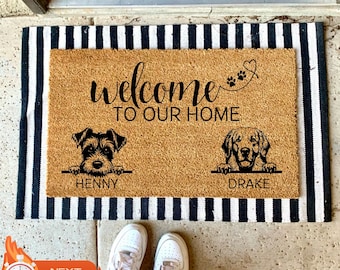 Personalized Dog Breed Coir Doormat, Custom Welcome Mat