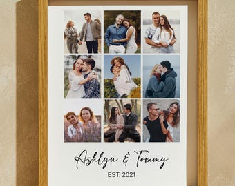 Custom Memorial Photo Collage Frame, Anniversary Gift, Wall Art, Picture Collage, Valentine&#39;s Day Gift, Valentine&#39;s Day Frame, Wedding Gift