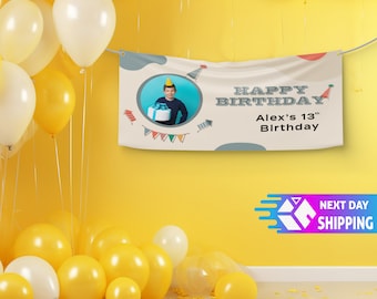 Personalized Birthday Vinyl Banner, Custom Printed Party Decor