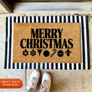Merry Christmas Doormat, Holiday Doormat, Farmhouse Decor, Winter Decor, Front Porch Decor, Christmas Pattern, Xmas Doormat, Xmas Gift
