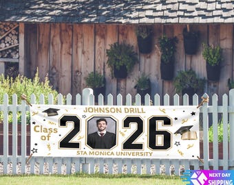 Custom Graduation Banner, Custom Banner, Grad Decorations, 2026 Graduation, Class Of 2026, Graduation Decor, Custom Photo Banner, Grad Party