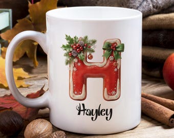 Personalized Christmas Mug, Custom Name, Snowman Feat