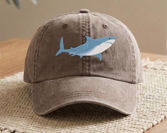 Embroidered Shark Cap, Ocean Animal Baseball Hat, Marine Biology Gift