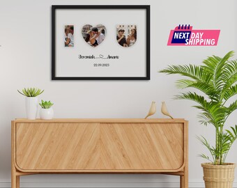 Custom Photo Collage Frame, Handmade Anniversary Gift, Eco-Friendly Wood