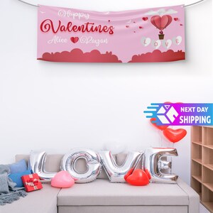 Personalized Valentines Day Banner, Happy Valentines Day Banner, Valentines Party Banner, Custom Banner, Valentine&#39;s Day Party Decor