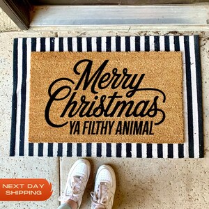 Merry Christmas Ya Filthy Animal Doormat, Gift For Holiday, Welcome Door Mat, Front Door Decor, Front Door Mat, Coir Doormat, Xmas Gift