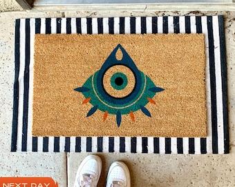 Evil Eye Welcome Mat, Home Decor, Evil Eye Protection, Evil Eye Talisman, Evil Eye Doormat, Protection Doormat, Welcome Mat, Front Doormat