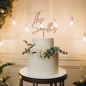 Personalized Wedding Cake Topper, Last Name Cake Topper, Rustic Cake Decor, Modern Cake Topper, Wedding Cake Topper, Wood Cake Topper