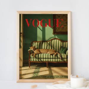 Vintage Cheetah Vogue Cover Poster, Fashion Wall Art, Office Decor image 3
