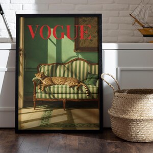 Vintage Cheetah Vogue Cover Poster, Fashion Wall Art, Office Decor image 2