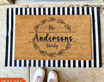 Personalized Last Name Doormat, Family Gift, New Homeowner Gift, Custom Doormat, Outdoor Doormat, Housewarming Gift, Realtor Gift, Doormat