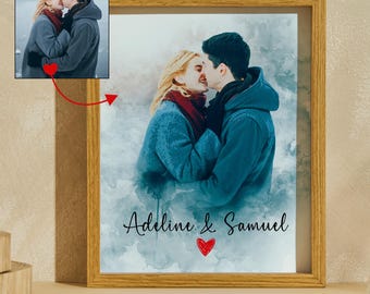 Custom Couple Photo Collage Frame, Valentine's Day Gift, Photo Frame, Large Wall Art, Living Room Wall Art, Unique Gift, Husband Gift