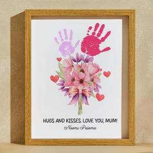 Custom Mother&#39;s Day Wall Art, Gift for Mom, Floral Wall Art, Handprint Bouquet, Mother&#39;s Day Gift, Kids Art, Childs Handprint, Wall Art