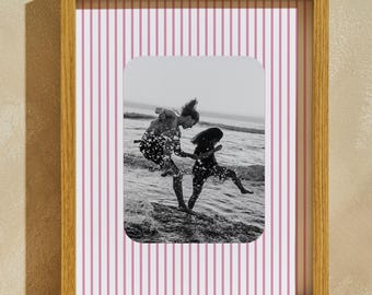 Handmade Striped Photo Frame, Wood Living Room Wall Decor, Housewarming Gift