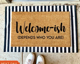 Welcome-ish Coir Doormat, Funny Front Door Decor