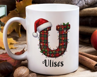 Christmas Alphabet Mug,  Personalized Gift, Custom Name Cup