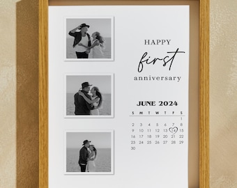 Happy First Anniversary Wall Art Print, Anniversary Date Gift, Anniversary Gift, Gift for Wife, Gift for Girlfriend, Couple Photo Print