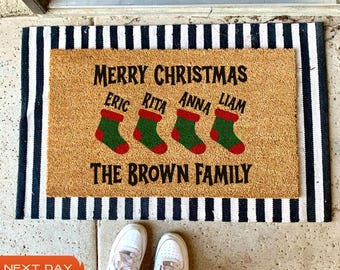 Custom Holiday Doormat, Winter Doormat, Custom Doormat, Christmas Doormat, Seasonal Doormat, Front Doormat, Outdoor Decor, Family Doormat