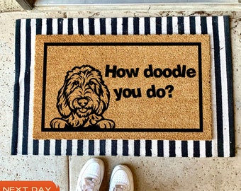 How Doodle You Do Welcome Mat, Labradoodle, Pet Gift, Dog Decor, Dog Welcome Mat, Dog Mom Gift, Dog Lover Gift, Doodle Doormat, Patio Decor
