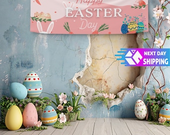 Easter Banner, Happy Easter Day, Happy Easter, Easter Decorations, Party Sign, Party Banner, Party Decor, Happy Easter Decor, Easter Party