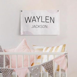 Custom Canvas Sign, Baby Name Sign, Nursery Wall Art, Baby Name Flag, Boho Nursery Decor, Personalized Gift, Baby Name Banner, Boho Name Art