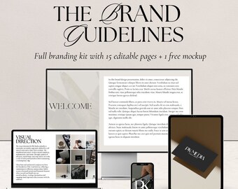 Branding Kit - Fully Editable Brand Design Template for Professional Brand Identity Design| Editable in Canva| 1 free aesthetic mockup