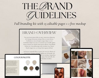 Brand Guidelines Template - Fully Editable Branding Kit for Professional Brand Identity Design| Editable in Canva| 1 free aesthetic mockup