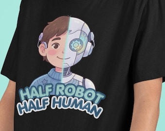 Camiseta mitad robot, mitad humor / Implante coclear