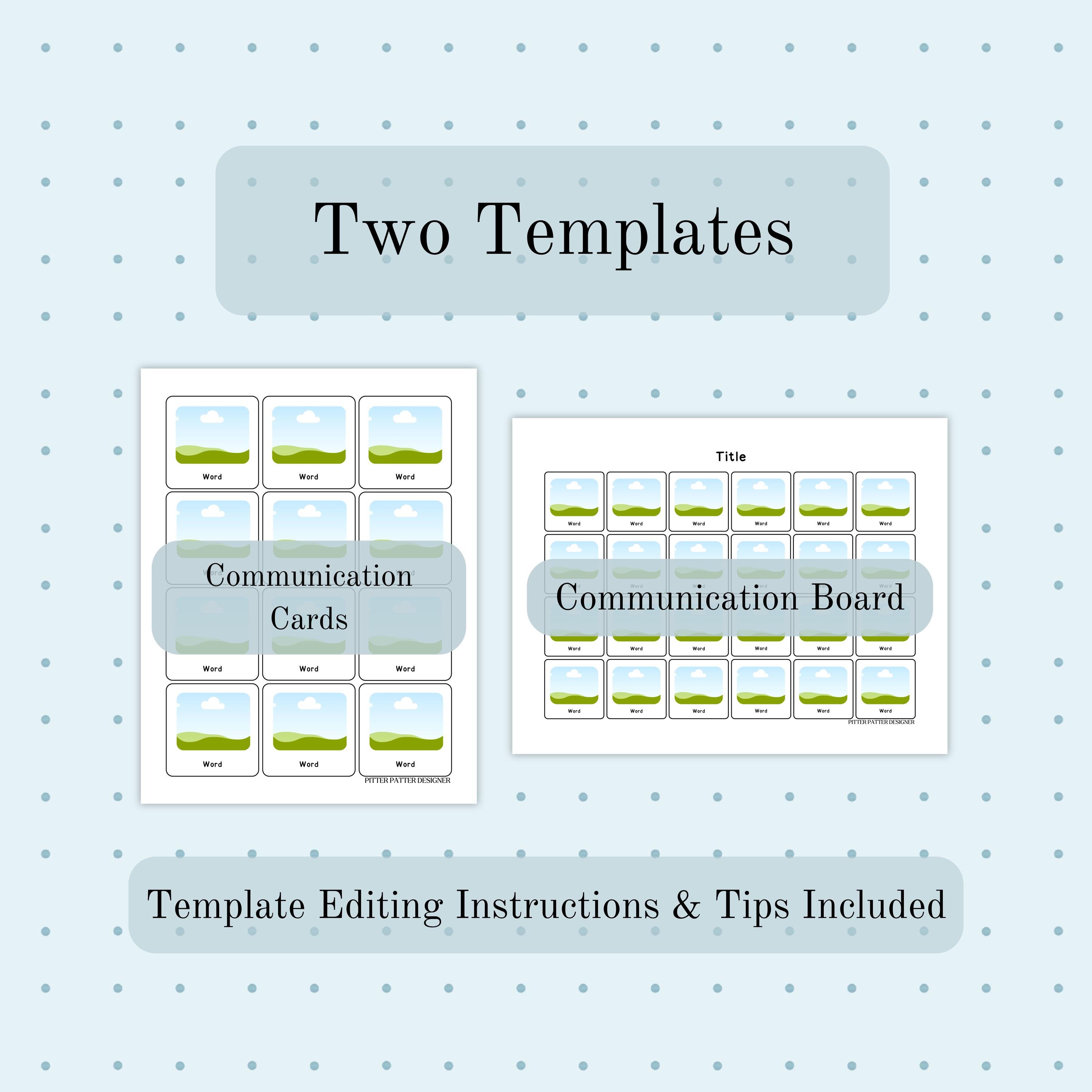 Editable Template for Communication Cards and AAC Boards for Non Verbal ...
