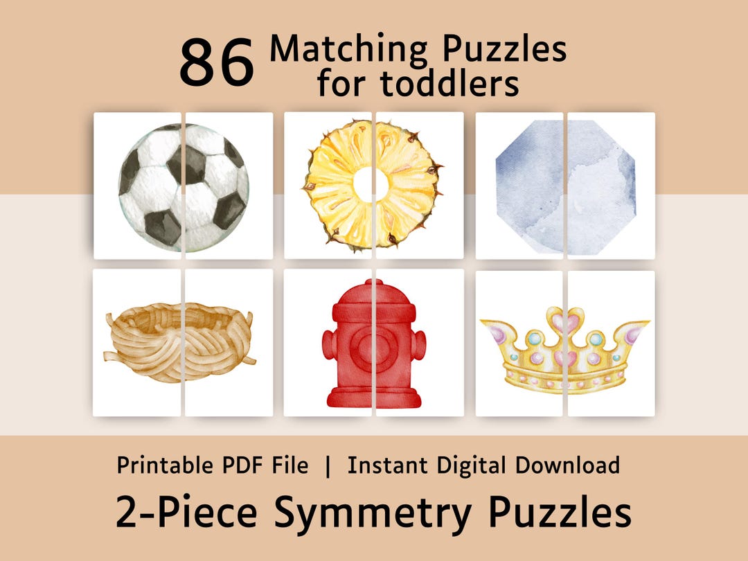 Toddler Activities Printable Puzzle Games for Kids Two Piece Symmetry