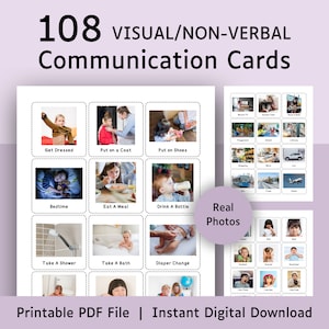 Afdrukbare kaarten voor non-verbale communicatie voor autisme, visueel schema en dagschema voor kinderen en peuters, volpension of flitskaarten