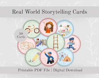 Real World Storytelling Cards For Kids With Everyday Characters, Objects, And Settings (Printable Story Starter Cards)