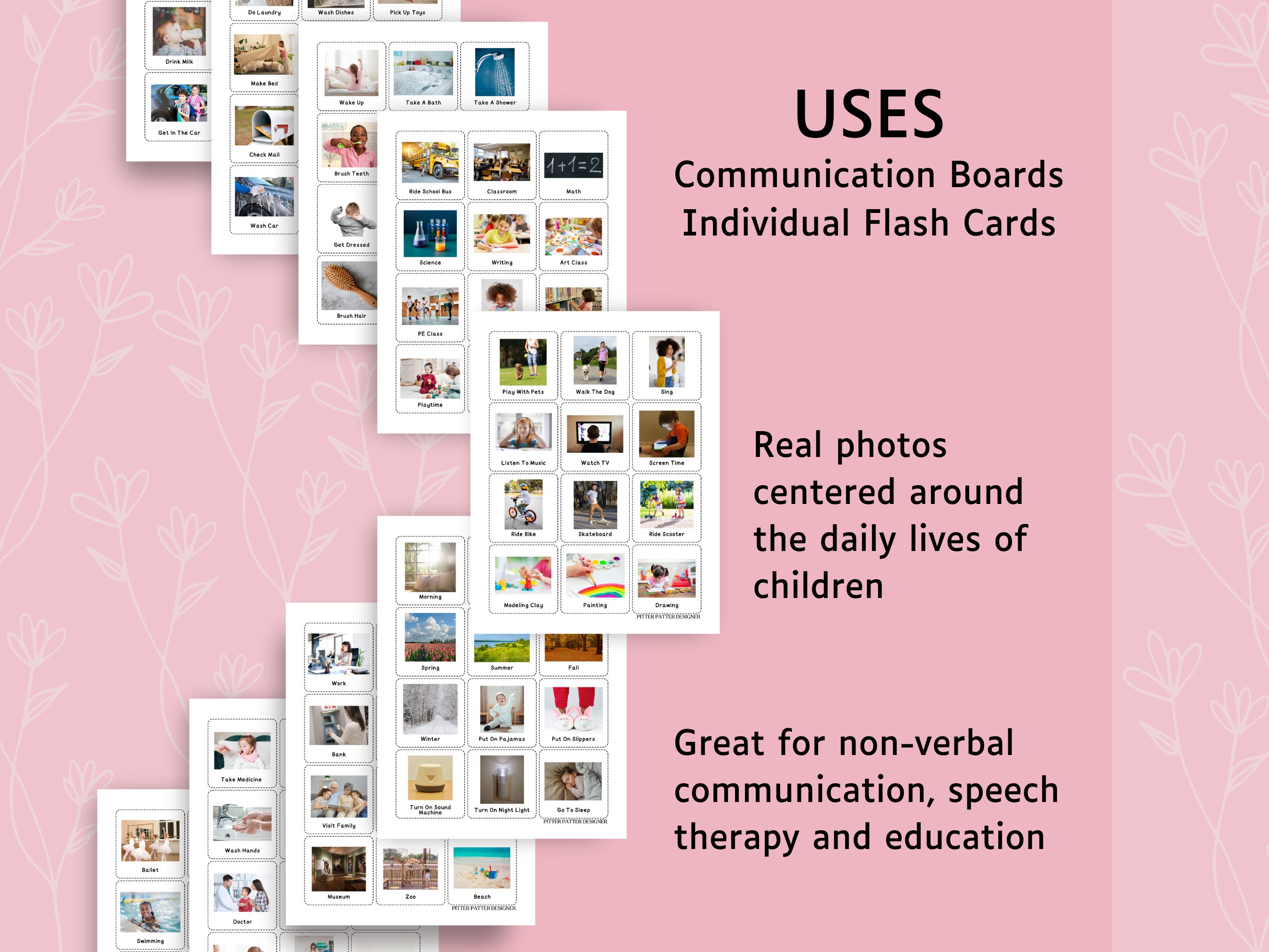 Visual Daily Schedule for Kids, Non Verbal Autism Communication Boards ...