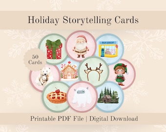 Printable Holiday Story Starter Cards For Imaginative Play, Christmas Storytelling Cards For Kids (Digital Download)