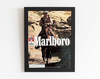 1970s Marlboro Cigarettes Original Vintage Retro Classic Advertisement Marlboro Man Magazine Ad Country Western Wall Decor