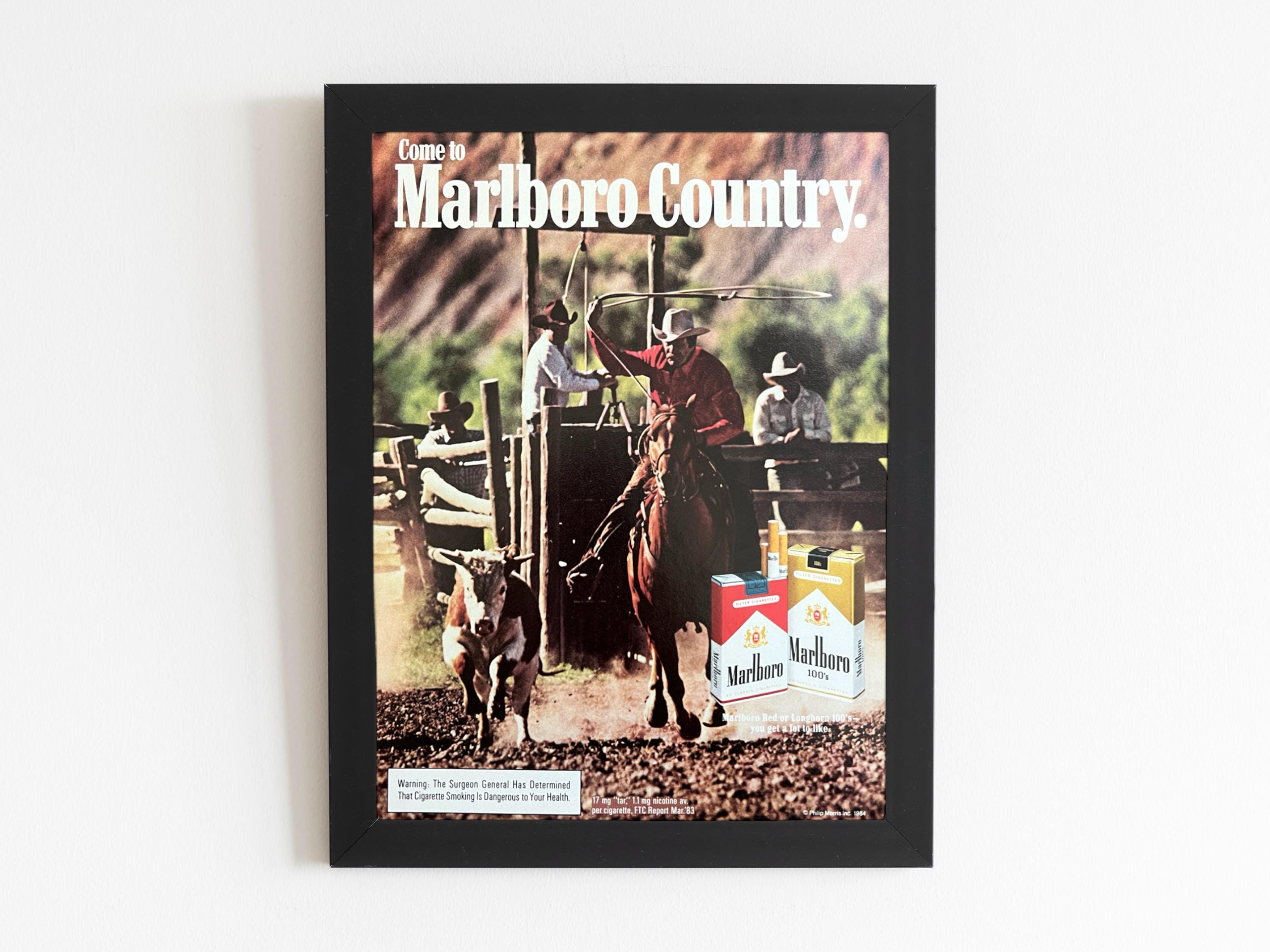 1983 Marlboro Cigarettes - Buckboard Wagon River Crossing Horses -Print Ad Photo Australia