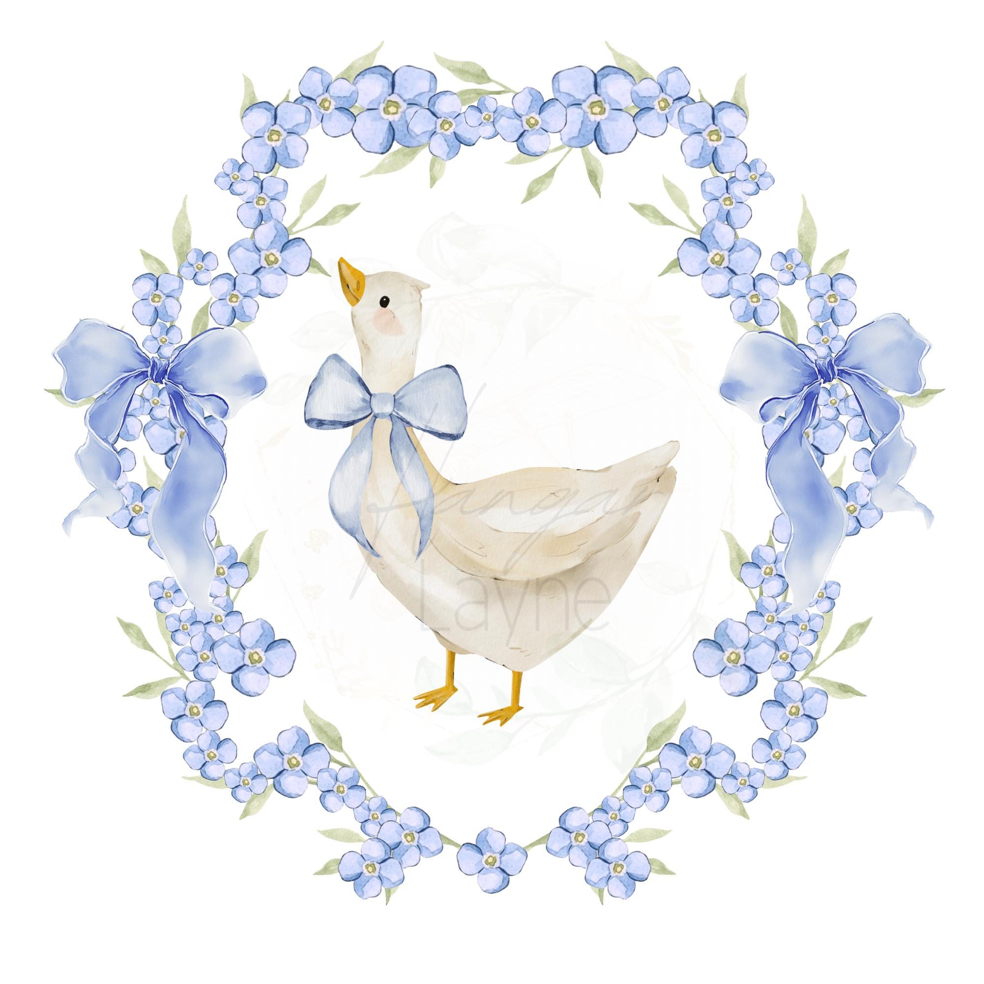 Vintage Cottagecore Goose 1980’s PNG Blue Goose Antique Blue Ribbon ...