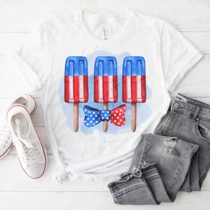 Noeud papillon pour garçons Popsicle rouge, blanc et bleu 4 juillet en téléchargement numérique PNG Chemise Noeud papillon rouge blanc et bleu pour garçons Chemise Popsicle en téléchargement numérique pour garçons
