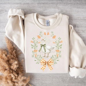CottageCore Goose PNG Maglietta da risparmio Olive Goose degli anni '90 Stile nonna Coquette Bow Goose PNG Country Vibes Goose Antique Vintage PNG Goose