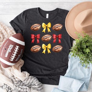 Red Yellow Football Bow PNG Kansas Football Gold Yellow Red Bow PNG Football Shirt Design Chiefs Football PNG Football Bow Coquette Bow PnG