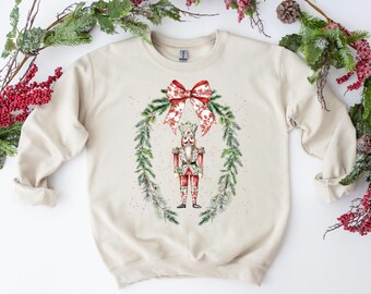 Santa Nutcracker PNG Christmas Classic Girly Christmas PNG Chinoiserie Christmas Nutcracker Coquette Bow PNG Vintage Christmas Garland Bow