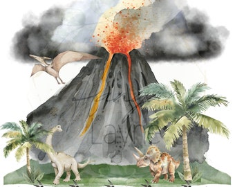 Dinosaur Front and Back 2pc Digital PNG File for Tshirt Trex File Volcano PNG Tshirt