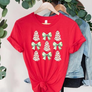 Christmas PNG Tree Cake Coquette Bow PNG Sweet Treat Christmas Time Digital Design Green Coquette Bow Classic Christmas PNG Sweet Red Cake