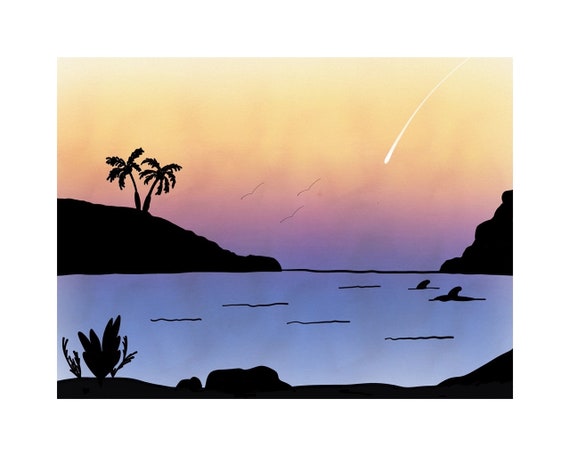 Sunset Comet - Gliclée Fine Art Print - 8x10 - signed
