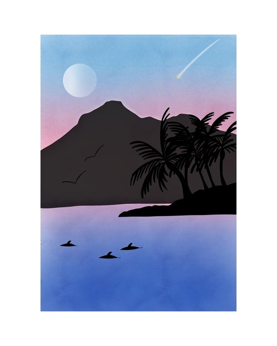 Sunset Comet 2 - Gliclée Fine Art Print - 8x10 - signed