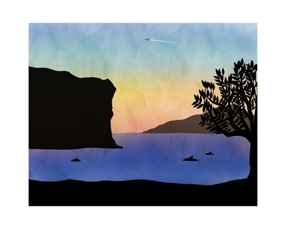 Dolphin Bluff - Gliclée Fine Art Print - 8x10 - signed