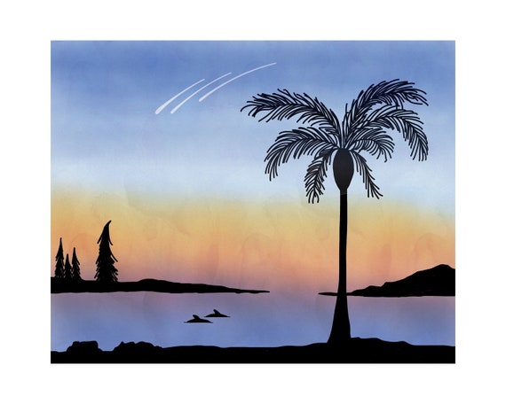 Dolphin Sunset 2 - Gliclée Fine Art Print - 8x10 - signed