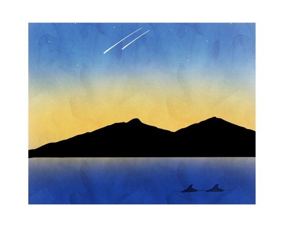 Dolphin Sunset 3 - Gliclée Fine Art Print - 8x10 - signed