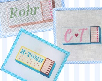 Hand Painted or Printed Needlepoint Canvas – Matchbook Designs (18 Mesh Canvas)