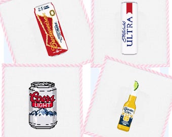 Printed Beer Can Needlepoint Canvas – 13 or 18 Mesh